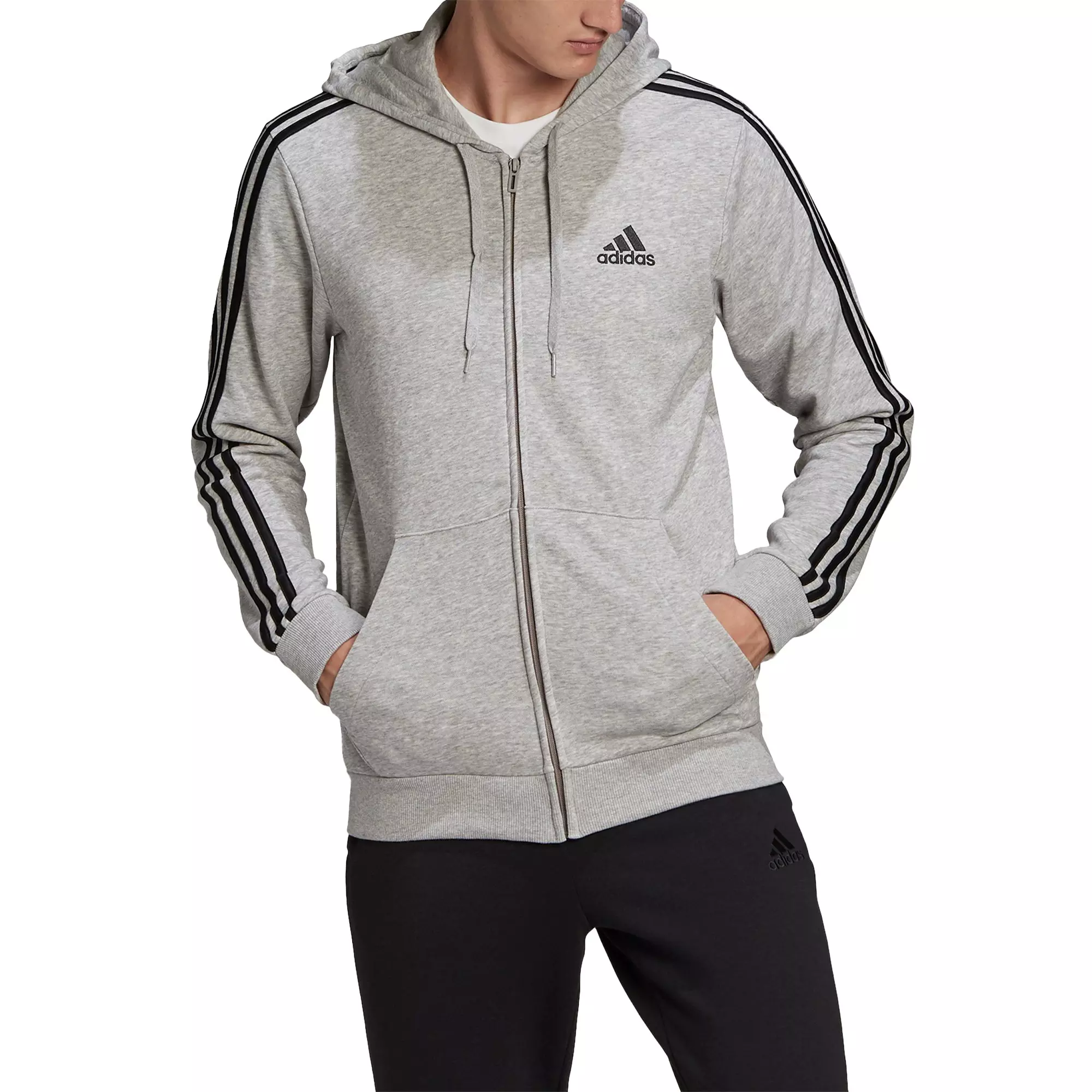 adidas Men's Essentials French Terry 3-Stripes Gray/Black